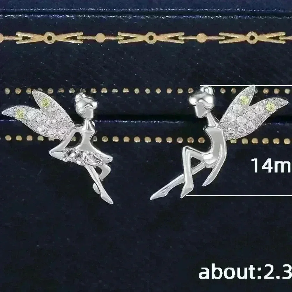 🎀Dainty White CZ Sweet Wing Fairies Stud Earrings for Women, GPMB1441